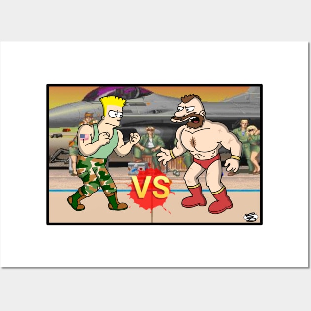 Street Fighter Guile vs Zangief Fight! Wall Art by GarryDeanArt